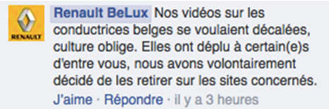 facebook renault belux pubs sexistes belgique
